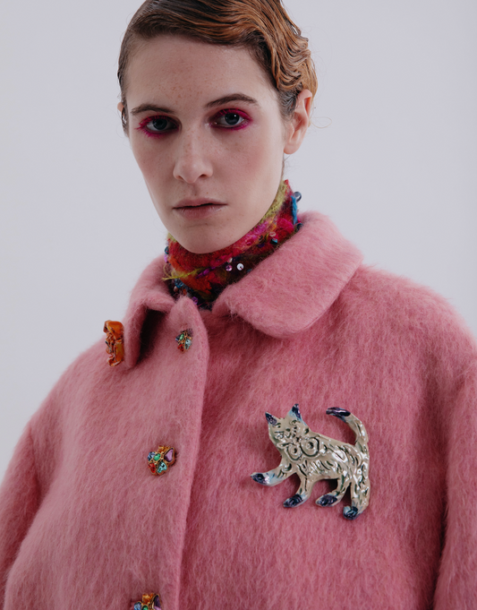 Iridescent cat brooch