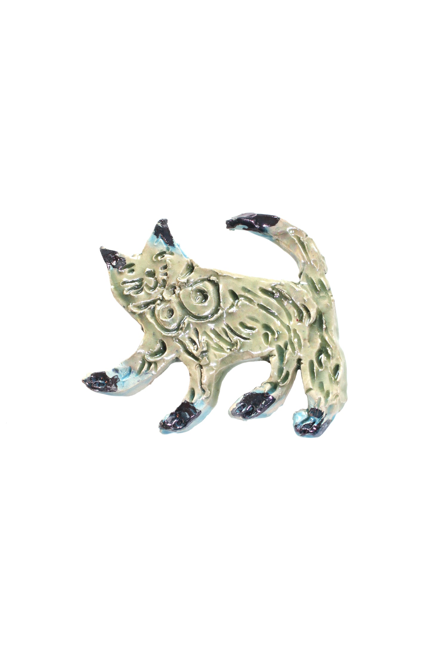 Iridescent cat brooch